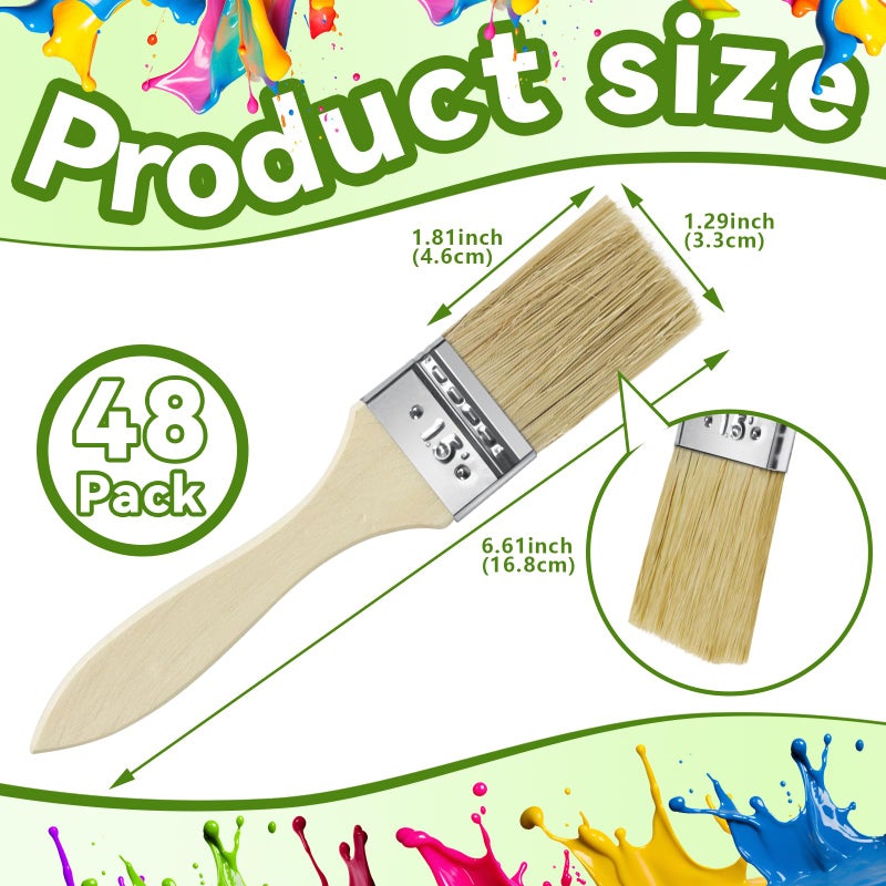 UPlama Paint and Chip Paint Brushes for Paint, Stains, Varnishes, Watercolor, Wood, Wall, Furniture-Brush Cleaner (48, 1.5 inch) - Image 2